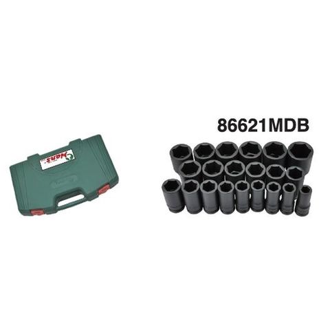 19mm - 50mm x 3/4" Dr 21 piece Deep Impact Socket Set in ABS Case - Hans Tools