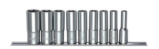 3/8" Dr 9Pc Deep Socket Set on Rail 5/16"-13/16" 12 Pt