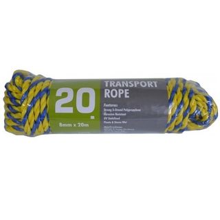 8mm x 20 Metre Twisted Rope - Blue/Yellow - Xcel