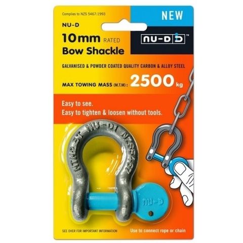 10mm x 2500Kg Nu-D Tested Shackle  50% OFF NORMAL LIST PRICE