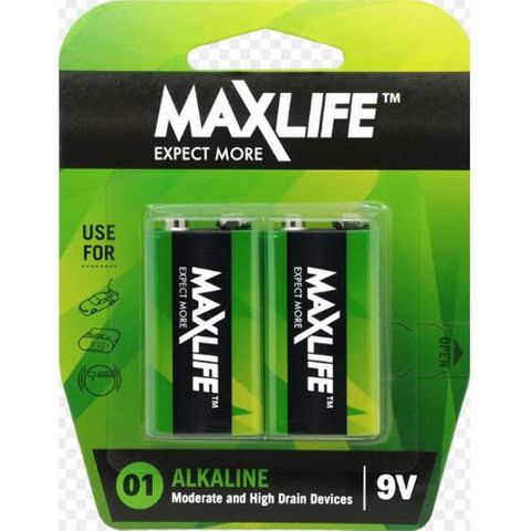 9 Volt Maxlife  Long-Life Battery Alkaline Packet 2