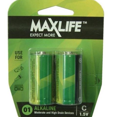 C' Maxlife Long-Life Battery Alkaline Packet 2