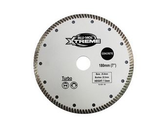 180mm x 25.4/22mm Bore Diamond Blade Continuous Rim Turbo - Blu-Mol