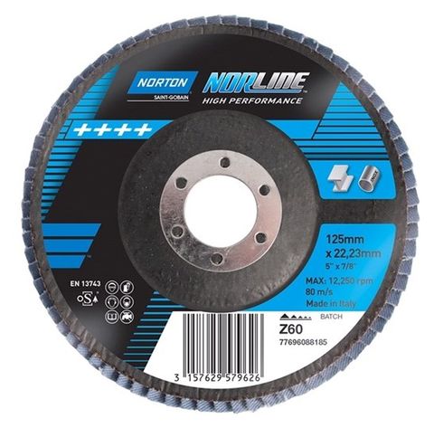 125mm x 22mm x Z60 High Performance Flap Disc - Norline