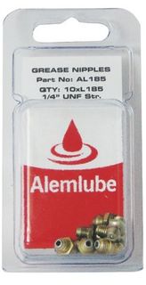 1/4" UNF Straight  Grease Nipple Packet 10 -  Alemlube
