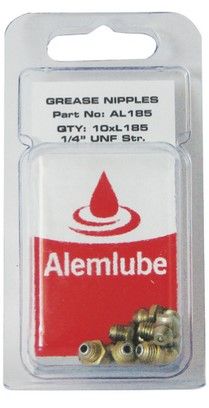 1/4" UNF Straight  Grease Nipple Packet 10 -  Alemlube