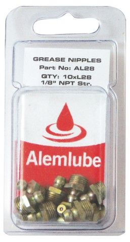 1/8'' NPT Staight  Grease Nipples Packet 10 - Alemlube