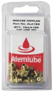 1/4'' UNF 90 Deg Grease Nipple Packet 10 - Alemlube