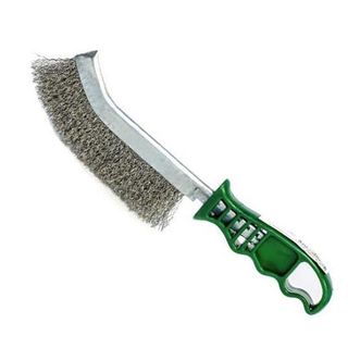 Spid Wire Curved Brush - Stainless -Green Handle