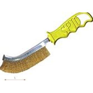 Spid Wire Curved Brush - Brass -Yellow Handle