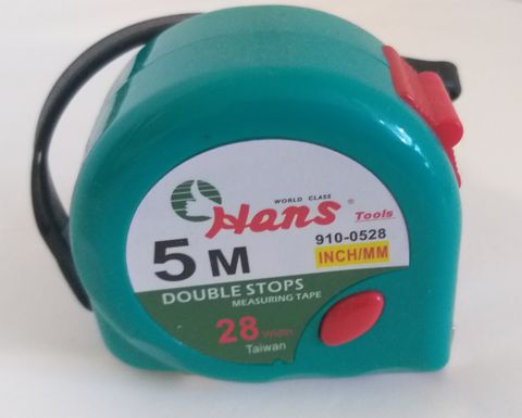 5m/18' x 28mm W Double Stop Tape Measure - Hans