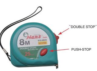 8m/27'x 25mm Wide Double Stop Tape Measure - HANS