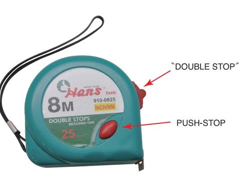 8m/27'x 25mm Wide Double Stop Tape Measure - HANS