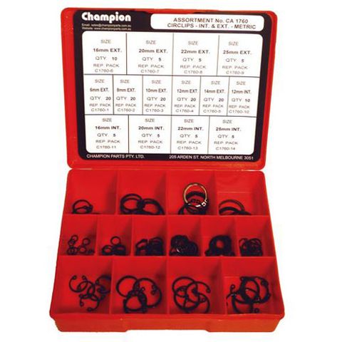 Champion Int/Ext Circlip 155 piece assortment kit  - Metric