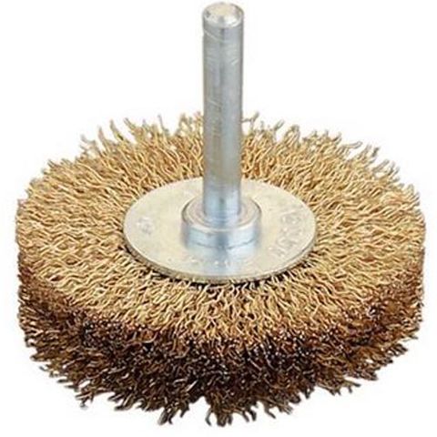 40 x 10mm x 6mm Shank  Brass Coated Wire Wheel - JAZ