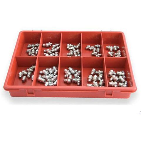 Grease Nipple Assortment kit 80 piece - 10 Sizes 6,8mm 1/4" UNF, 1/8" BSP