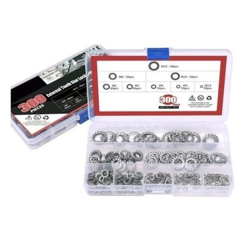300 piece Star Washer Assortment kit  M2.5 - M12 Stainless in Case - DTD