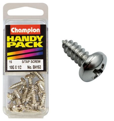 10G x 1/2'' Self Tapping Screw - Pan Head - Pkt 15