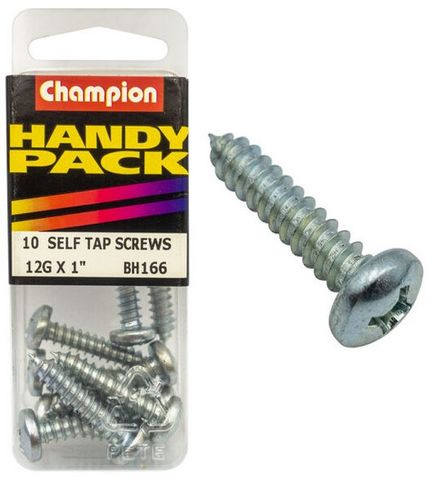 12G x 1'' Self Tapping Screw - Pan Head - Pkt 12