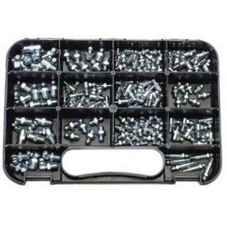 144 Piece Metric / Imperial Grease Nipple Assortment kit - M6-8, UNF1/4'', BSF1/4'' ,NPT1/8'',BSPT 1/8'' Straight,45,67