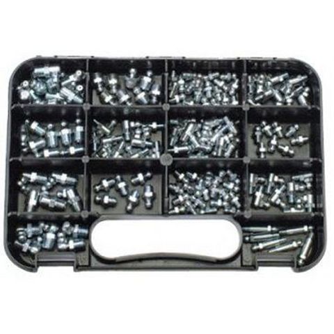 144 Piece Metric / Imperial Grease Nipple Assortment kit - M6-8, UNF1/4'', BSF1/4'' ,NPT1/8'',BSPT 1/8'' Straight,45,67