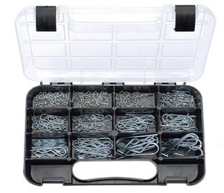 150 piece' R' Clip Assortment Pack -  6 sizes 1/8" - 7/16" Shafts, Zinc Plated