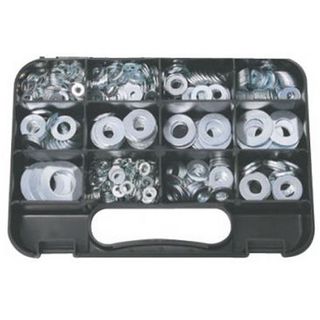 740 piece Flat Washers - metric & Imperial, 13 sizes, 6 - 20mm ID, 3/16" - 3/4" ID Zinc Coated