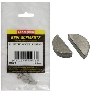 5 x 16mm Woodruff Key Single Piece - Champion