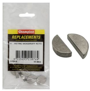 6 x 22mm Woodruff Key Single Piece - Champion