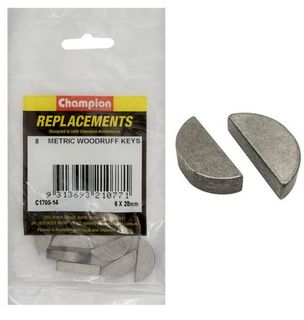 6 x 28mm Woodruff Key Single Piece - Champion