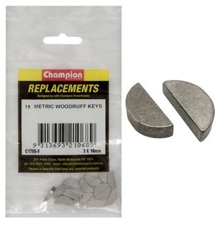 3 x 16mm Woodruff Key Single Piece - Champion