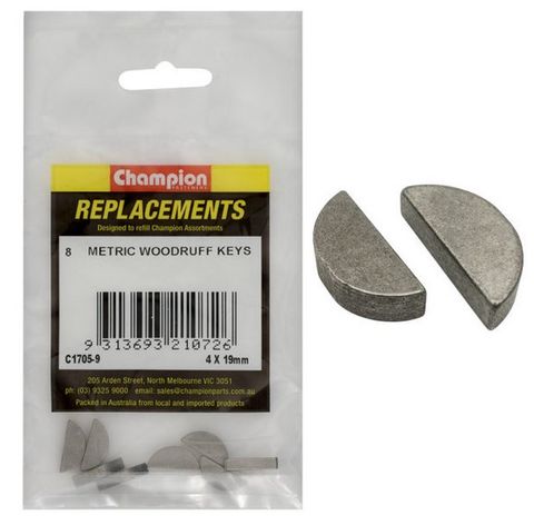 4 x 19mm Woodruff Key Single Piece - Champion