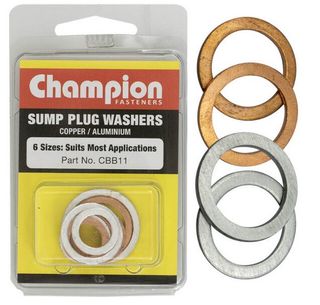 9 piece Copper/Aluminium Sump Plug Washer Blister Pack Assorted - Champion