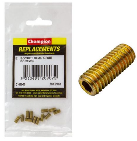 5 x 10mm Grub Screw Replacement Kit (Pkt12)