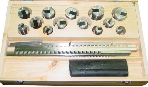 #60 HSS Keyway Broach Set 2-3mm 6 piece 6,8 & 10mm Bushings . complete with wooden case.