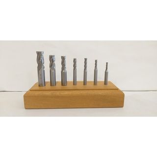 7 piece 3-12mm Short series  Endmill Set in Wooden Block-3,4,5,6,8,10, & 12 mm