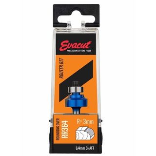 R3 Rounding Over Router Bit 3mm Radius x 10mm Cutter Height x 6.4mm Shank - Evacut