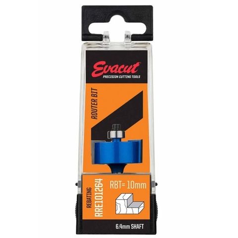 Rebating Router Bit 10mm Standard Rebate x 12mm Rebate with 9mm bearing x 13mm Cutter Height - Evacut