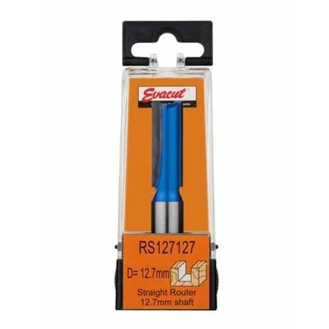 Straight Router Bit 2 Flute , 12 mm Diameter x 32mm Flute length x 12.7mm Shank - Evacut