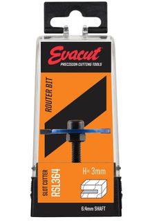 Slotting Cutter Router Bit 3 mm Cutter Width x 38mm Cutter Diameter x 6.4mm Bore - Evacut