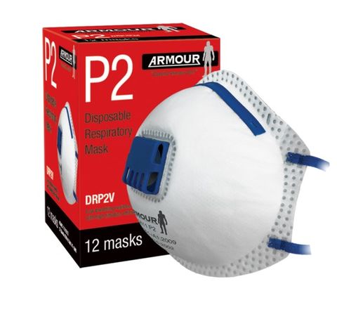 Disposable Respirator Valve P2 Mask - Box 12 - Armour
