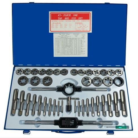 45 piece UNF/UNC Alloy Tap & Die Set - Metal Case