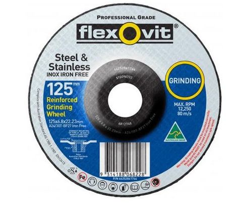 125 x 6.0 x 22.2mm A24/30T Iron Free Depressed center - Flexovit