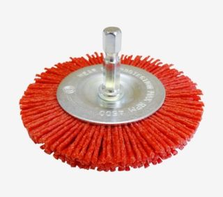 75mm x 6.35mm Shank x 80 G Red Abrasive Nylon 4,500rpm - Clamshell - Josco