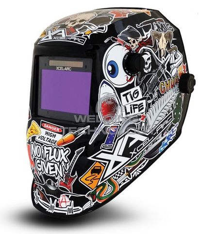 XA CHAOS Kiwiana Graphics Welding Helmet with Comfort Headgear, True-Colour Filter & Grind Mode