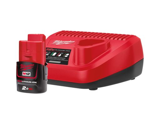 M12 RED LITHIUM 2.0Ah Starter Pack, 1x battery and charger