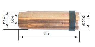 Gas Nozzle Tapered 14mm I.D XA26,38, 401W, 501W 2Pk