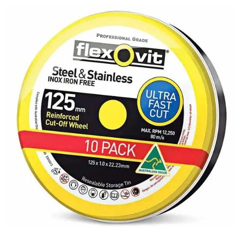 TWSET 41-125X1.0X22.2 PKT 10 Steel & S/S Cut of Wheel - Flexovit