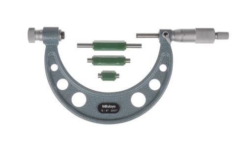 Mitutoyo Outside Micrometer Set 0-4" x .001" Interchangeable Anvils