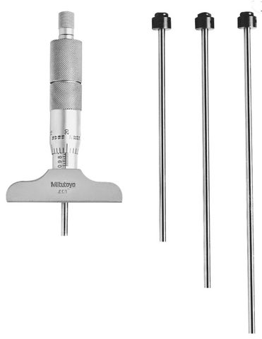 Mitutoyo 0 - 4" Depth Micrometer with 2.5" x .63" base